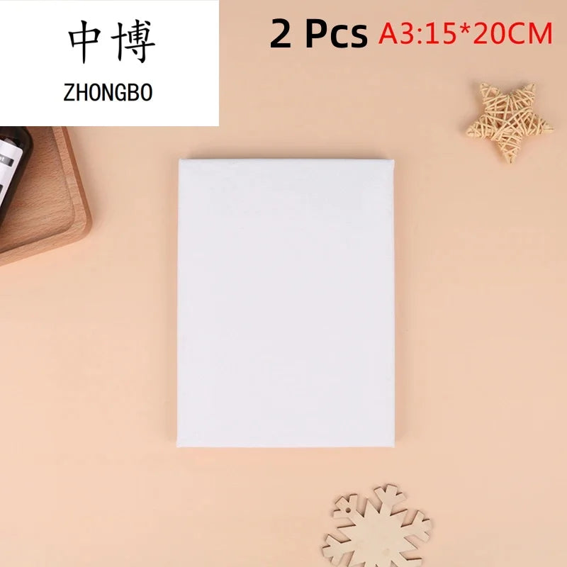 2Pcs White Blank Square Canvas for Oil Painting, Acrylic & Watercolor with Wood Frame