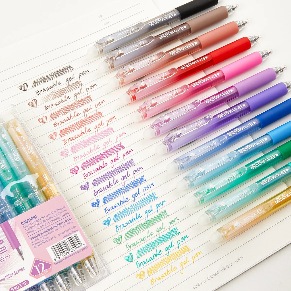 12/24/36-Pack Erasable Rainbow Gel Pens Set - 0.7mm Fine Tip Color Pens for Journaling, Drawing, DIY Projects & Back to School Essentials, Halloween Fun