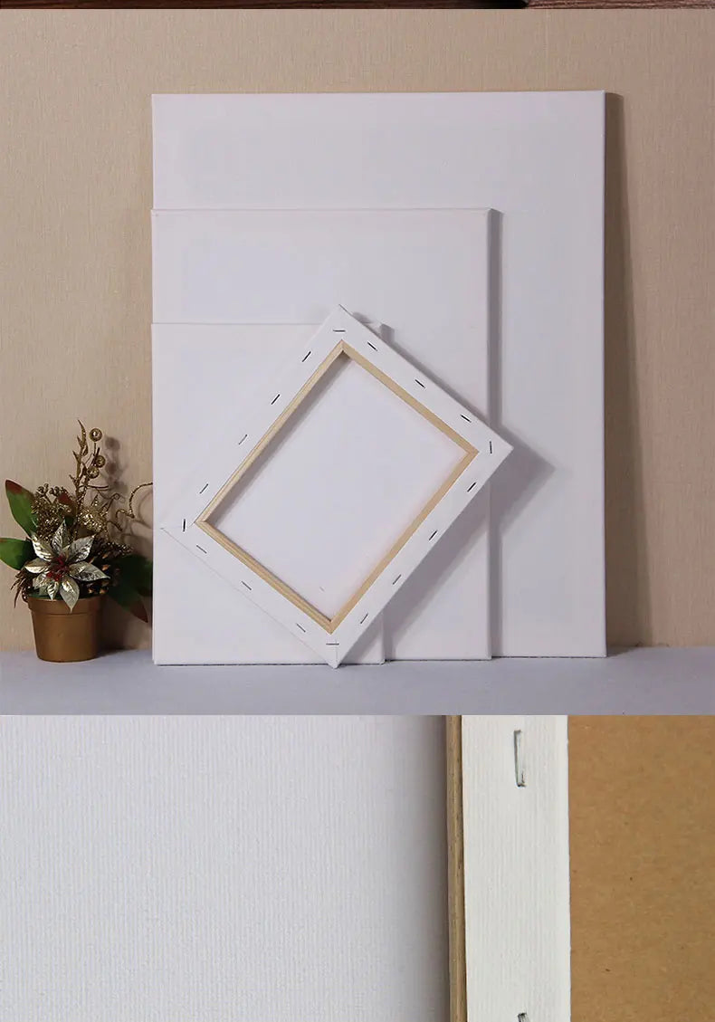 5pcs White Blank Artist Canvas Boards for Oil Painting, Acrylic, Watercolor with Wooden Frame