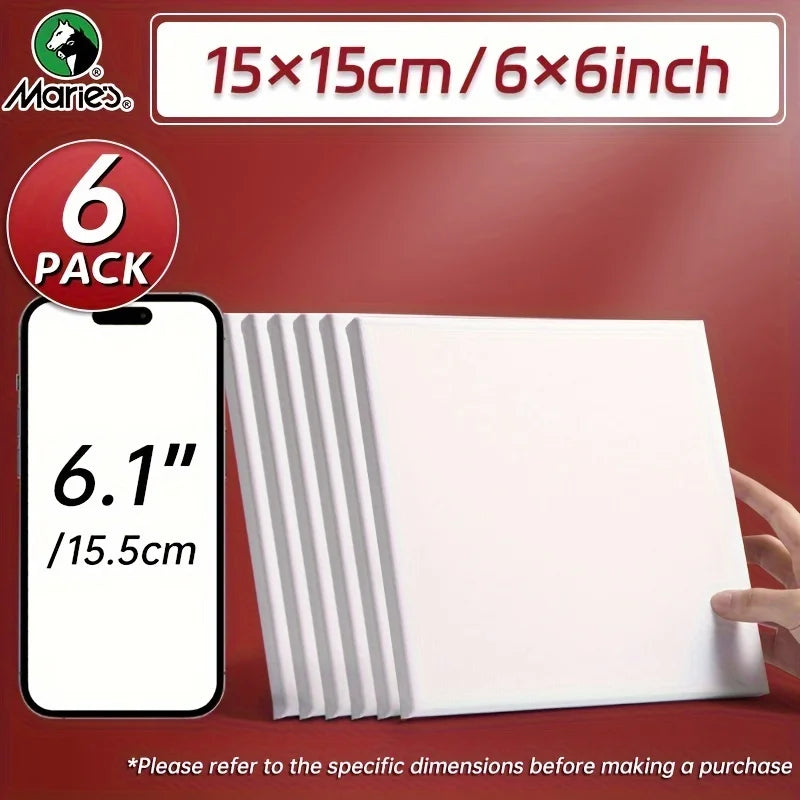 Square Canvas Boards for Painting - Mini Stretched White Blank for Acrylic, Oil, Drawing for Students, Artists, Adults