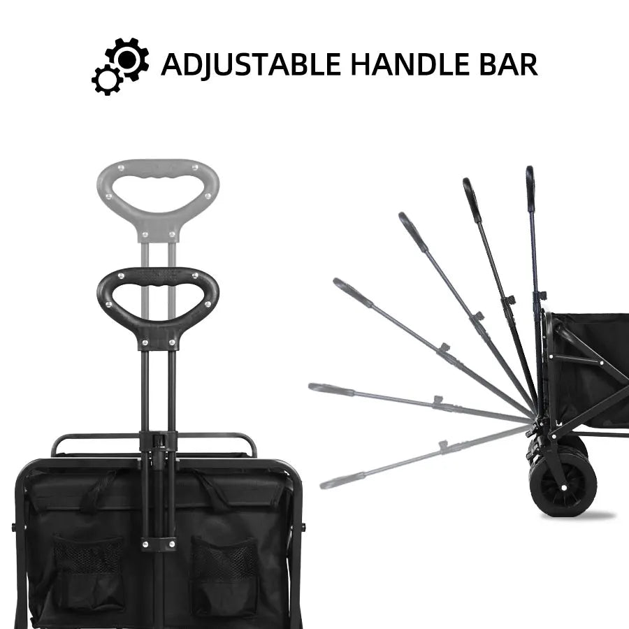 Heavy Duty Collapsible Outdoor Folding Wagon Cart for Garden, Beach, and Camping - Large Capacity Utility Trolley