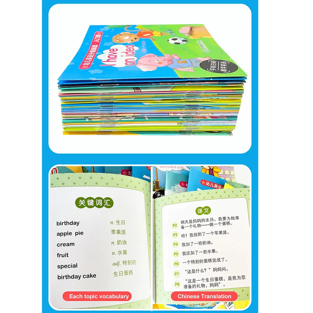 Kids 40 Pocket Books Set English Words Learning Book Bedtime Reading Enlightenment of Early Childhood Teaching Aids Montessori