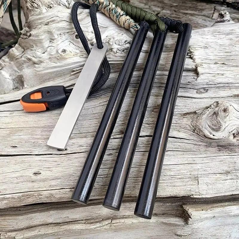 Outdoor Flint Magnesium Rod with Steel Scraper & Whistle - Camping Fire Starter Tool for Survival