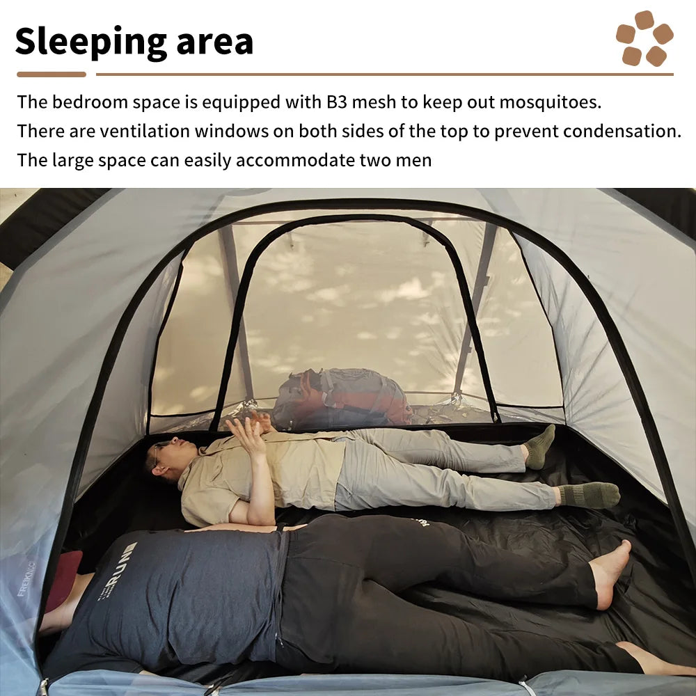 Fireproof Winter Camping Tent for 2 - Waterproof Tunnel Dome Tent with Stove Jack and Snow Skirt for 4 Season Hiking