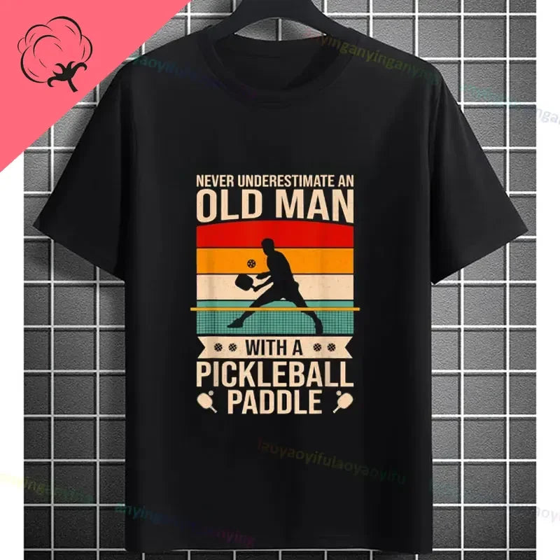 Pickleball Graphic T-Shirt – It Was in Funny Design Casual 100% Cotton Short Sleeve Tee for Sporty Style and Gift