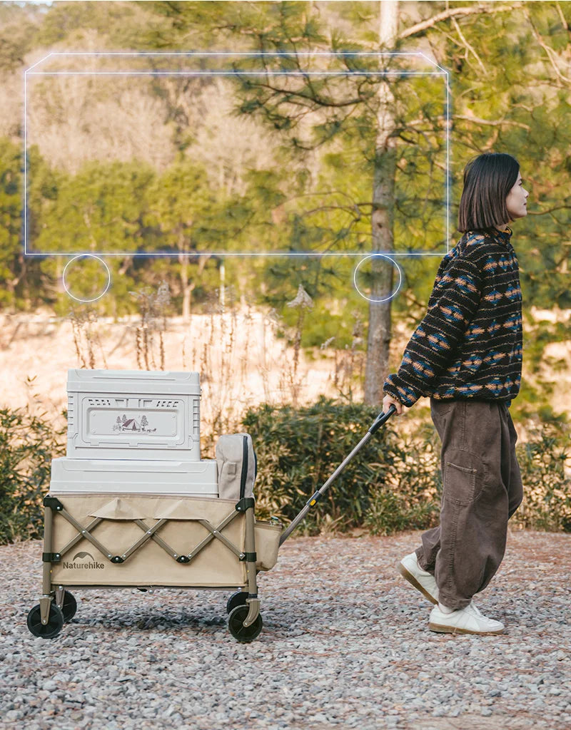 Naturehike Folding Cart Outdoor Camping Trolley 110L Large Capacity for Family Travel, Gardening, Beach Trips, and Shopping