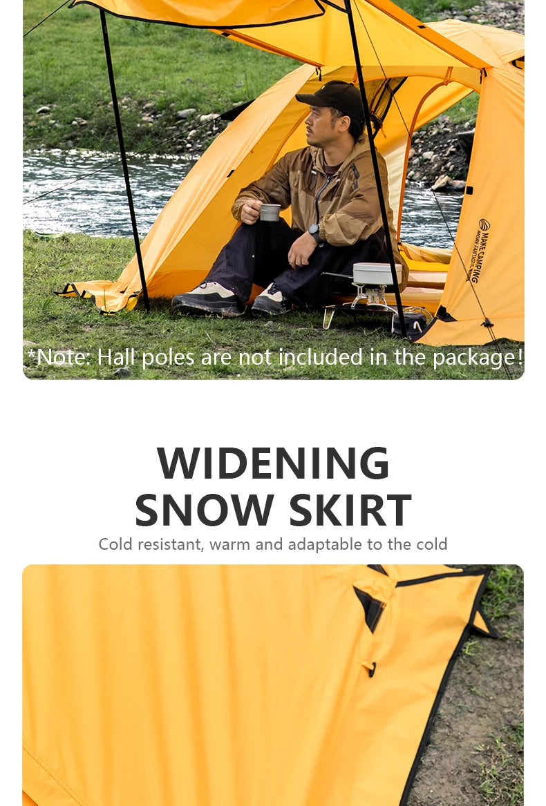4 Season Camping Tent for 2 People - Double Layer Waterproof Backpacking Tent with Snow Skirt and Aluminum Poles for Hiking and Picnic
