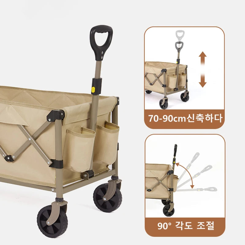 Naturehike Folding Cart Outdoor Camping Trolley 110L Large Capacity for Family Travel, Gardening, Beach Trips, and Shopping