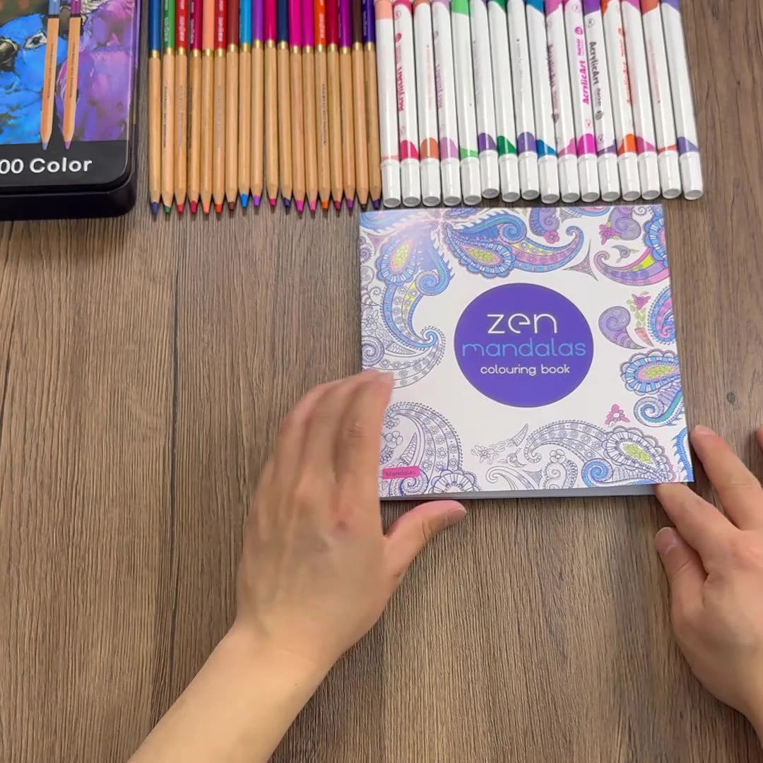 24 Page Mandala Coloring Book for Adults – Stress Relief with Graffiti Art Designs
