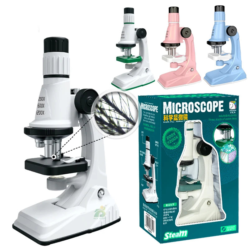 Kids Science Microscope Toy - Educational STEM Learning Kit for Children, Perfect Science Experiment Tool and Birthday Gift for 3 Years and Up