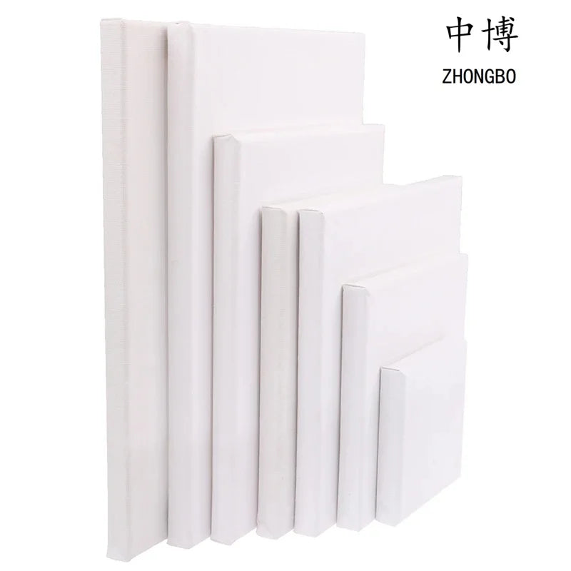 2Pcs White Blank Square Canvas for Oil Painting, Acrylic & Watercolor with Wood Frame
