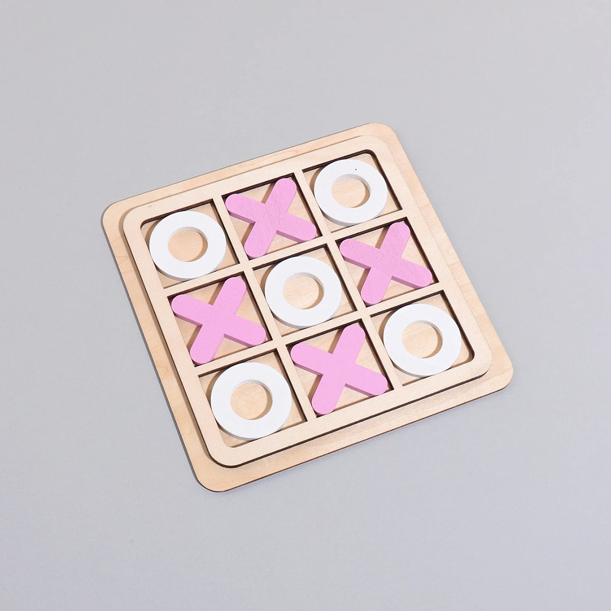 XO Three-in-a-Row Tic-Tac-Toe Wooden Game Set – Casual Battle Puzzle Board Game for Kids