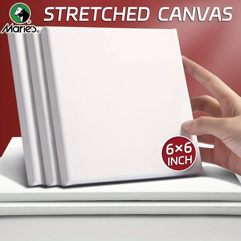 Square Canvas Boards for Painting - Mini Stretched White Blank for Acrylic, Oil, Drawing for Students, Artists, Adults
