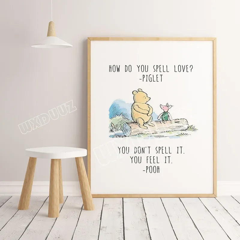 Winnie The Pooh Watercolor Poster Print Children's Room Decoration Cartoon Art Decor Home Decor Wall Art Canvas Painting