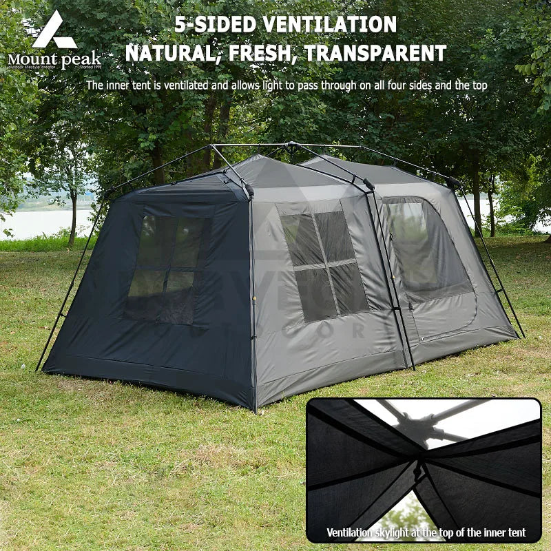 Mount Peak Large Camping Tent for 3-8 People - Quick Set Up Ridge Tent with Canopy for Outdoor Wilderness Adventure