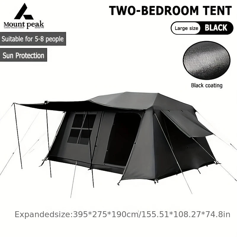 Mount Peak Large Camping Tent for 3-8 People - Quick Set Up Ridge Tent with Canopy for Outdoor Wilderness Adventure