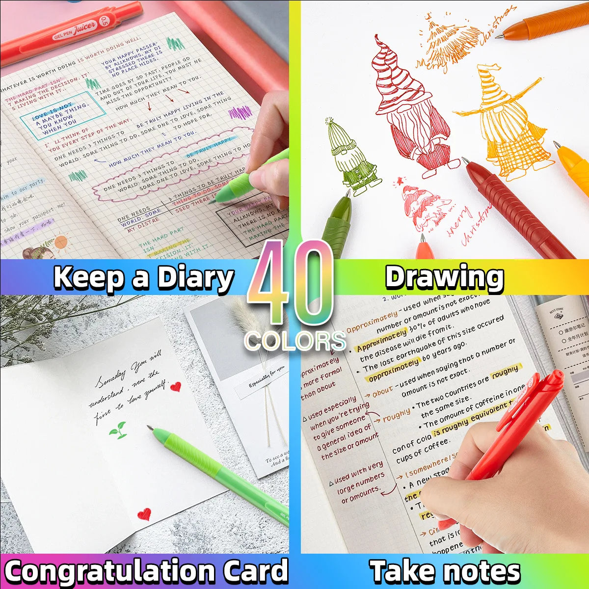 Retractable Gel Ink Pens 0.5mm Extra Fine Point Tip for Smooth Writing, Journaling, Note Taking, Coloring, No Bleed & Smudge-Free Drawing