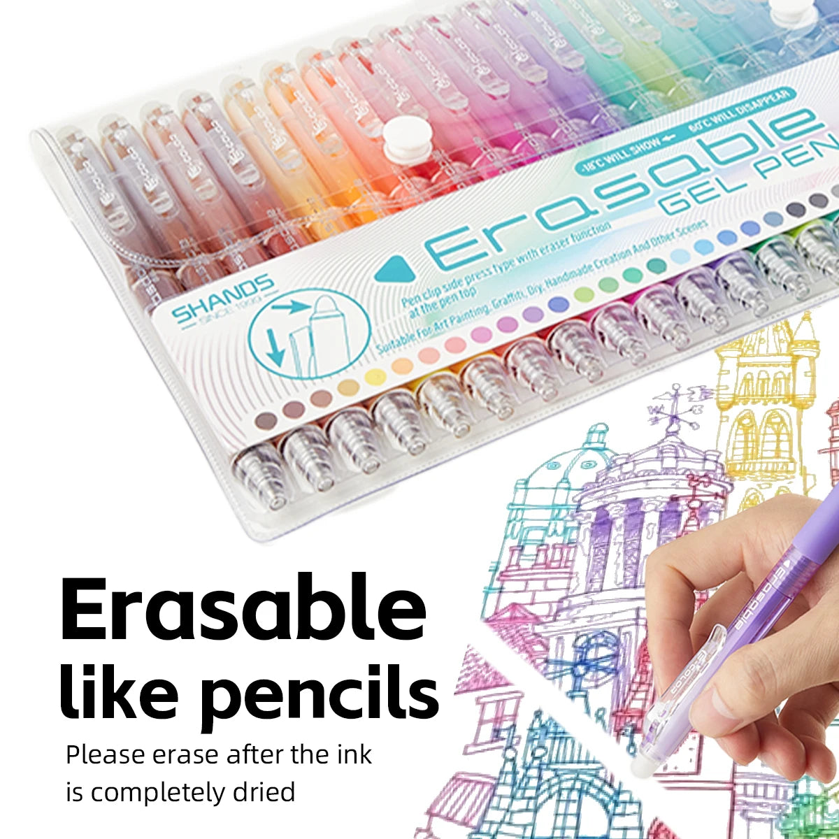 12/24/36-Pack Erasable Rainbow Gel Pens Set - 0.7mm Fine Tip Color Pens for Journaling, Drawing, DIY Projects & Back to School Essentials, Halloween Fun