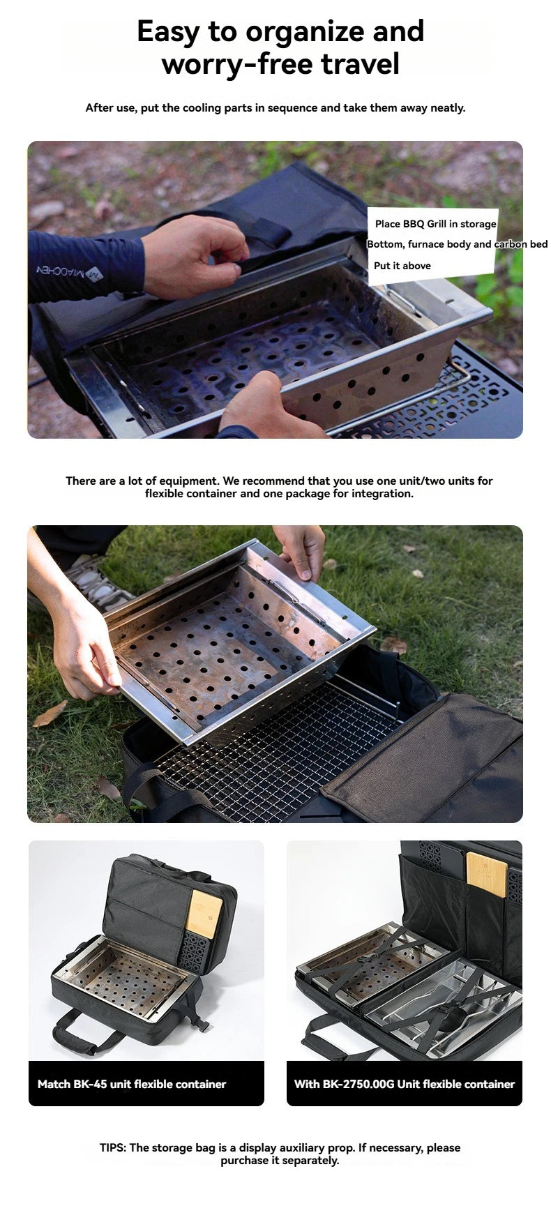 CAMPINGMOON UG-1 IGT Carbon Grill Camping Table with Expansion, Windproof BBQ, and Double-Layer Insulated Firewood Stove