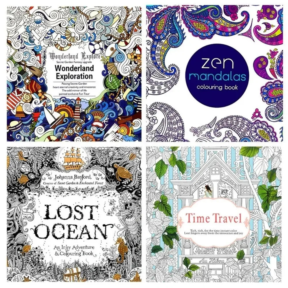 Montessori Small Secret Garden Coloring Book for Adults - Hand-painted Mandala Stress Relief Painting