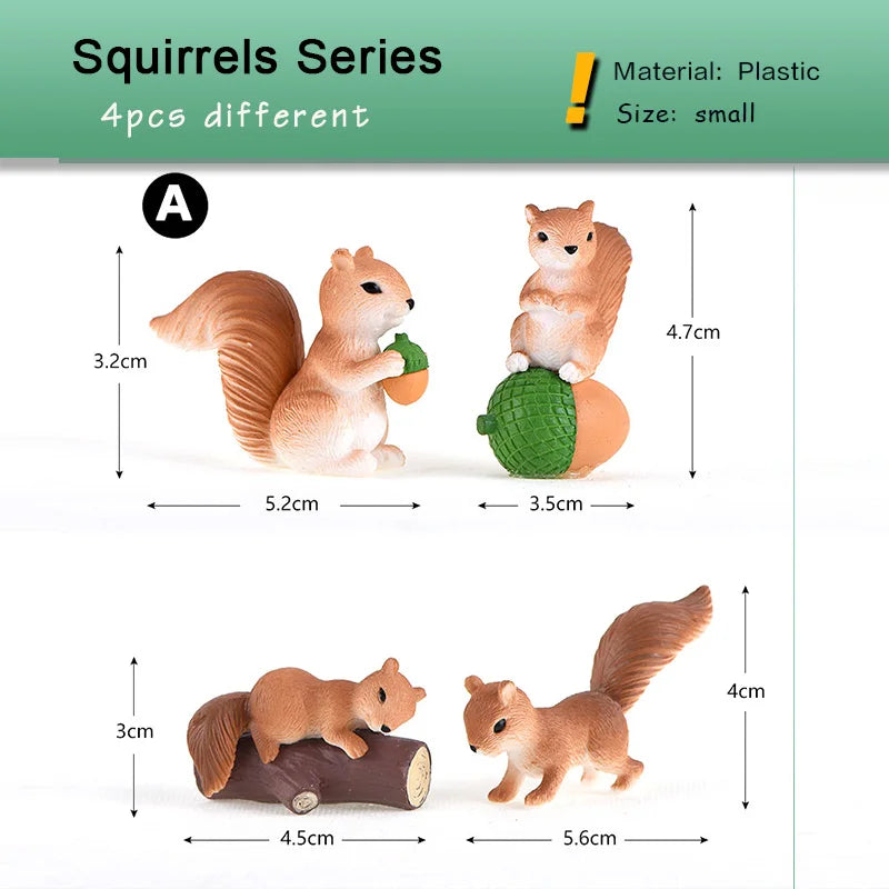 Forest Squirrel Miniature Figurine - Cartoon Animal Character for Fairy Garden, Home Ornament, Desk Decoration, DIY Accessory