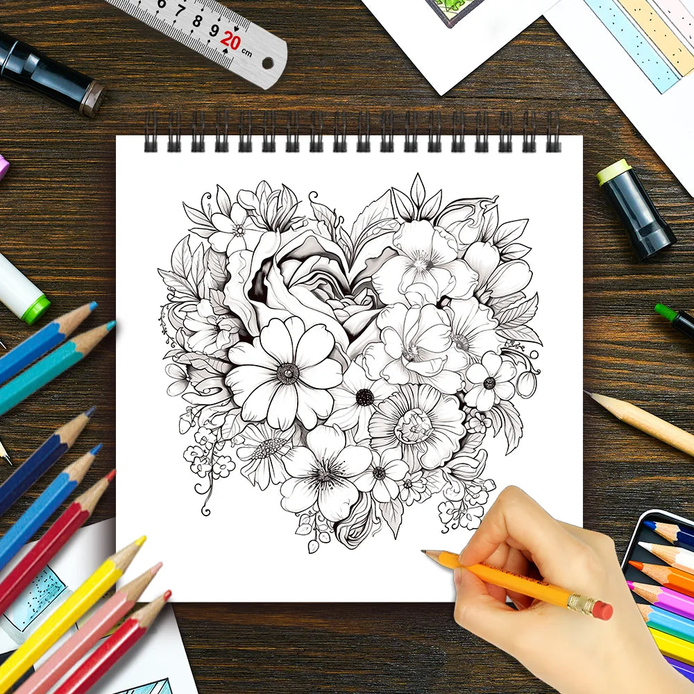 Adult Coloring Book - 30 Sheets Women's Spiral Drawing Book, 8.3 x 8.3 Inches, Perfect Birthday and Holiday Party Gift
