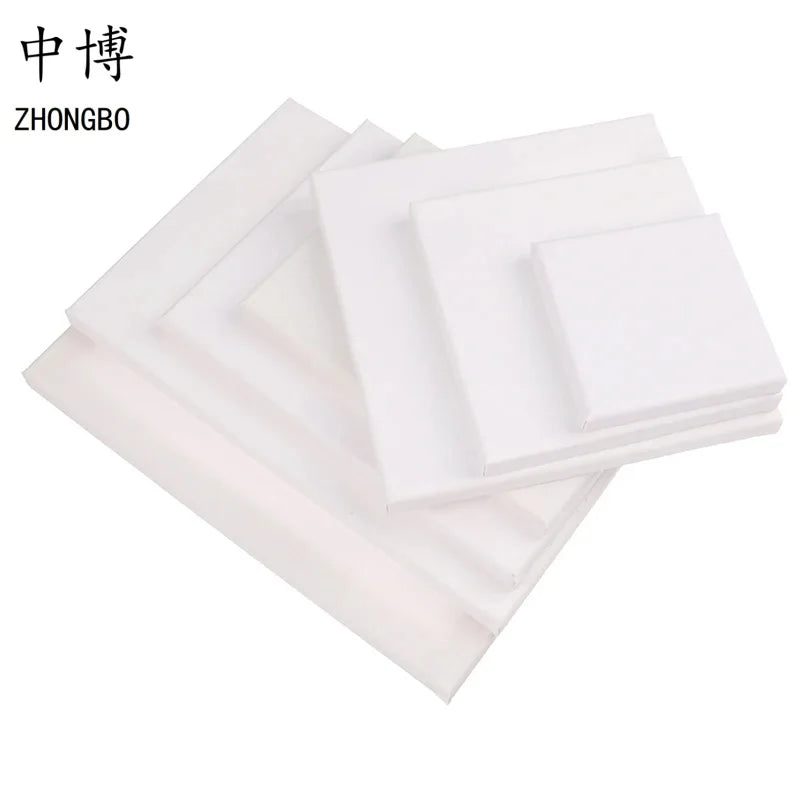 2Pcs White Blank Square Canvas for Oil Painting, Acrylic & Watercolor with Wood Frame