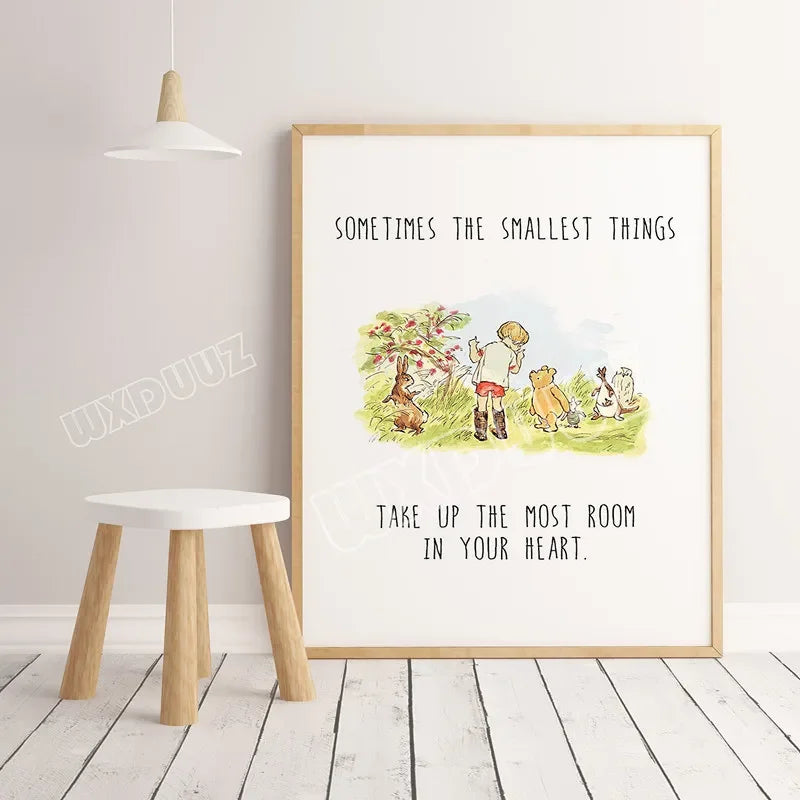 Winnie The Pooh Watercolor Poster Print Children's Room Decoration Cartoon Art Decor Home Decor Wall Art Canvas Painting