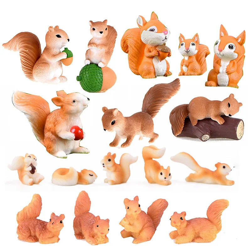 Forest Squirrel Miniature Figurine - Cartoon Animal Character for Fairy Garden, Home Ornament, Desk Decoration, DIY Accessory