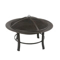 Camping Fire Pit Bonfire Stove with Wood Basket - Black Garden Decoration and Heating Furnace with Baking Net