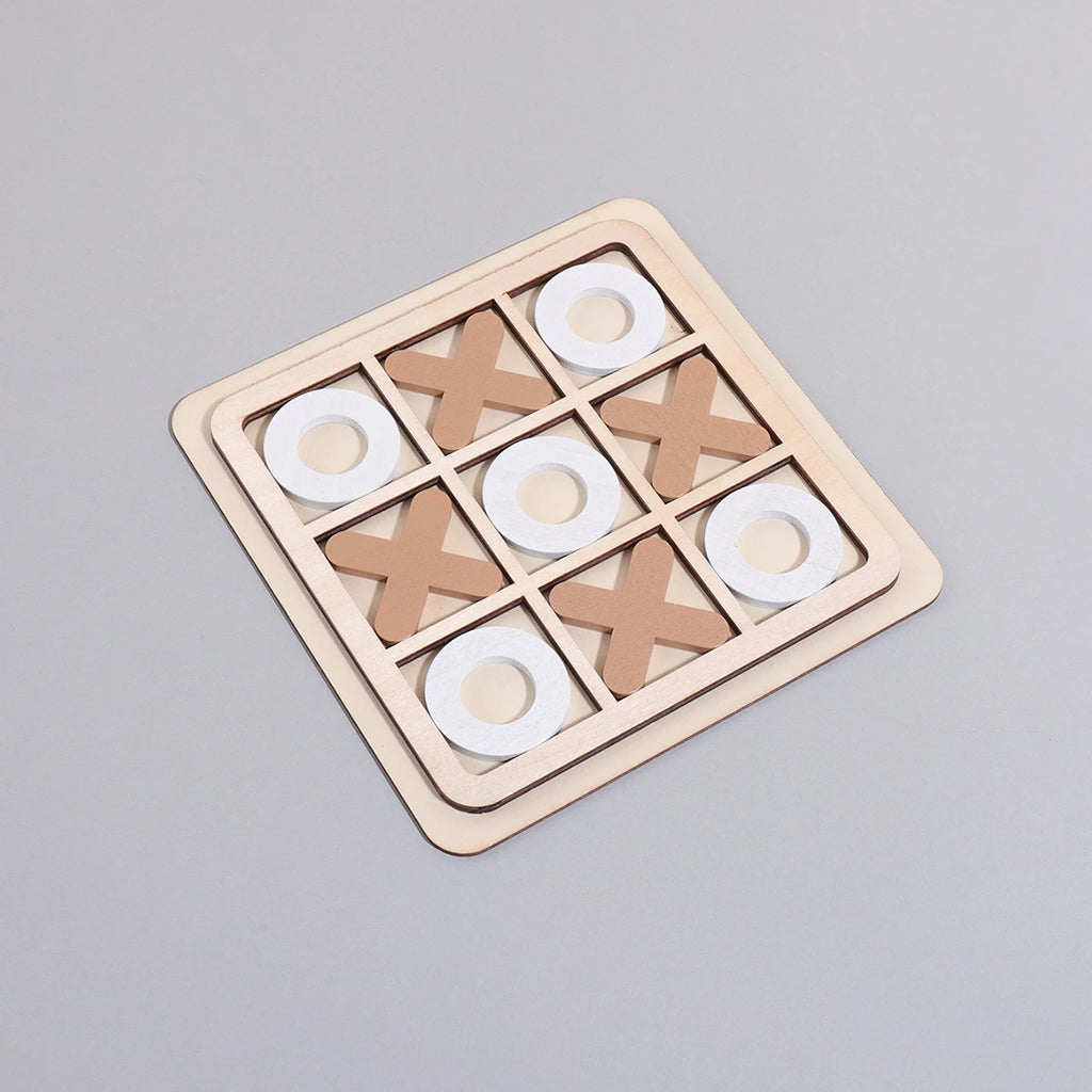 XO Three-in-a-Row Tic-Tac-Toe Wooden Game Set – Casual Battle Puzzle Board Game for Kids