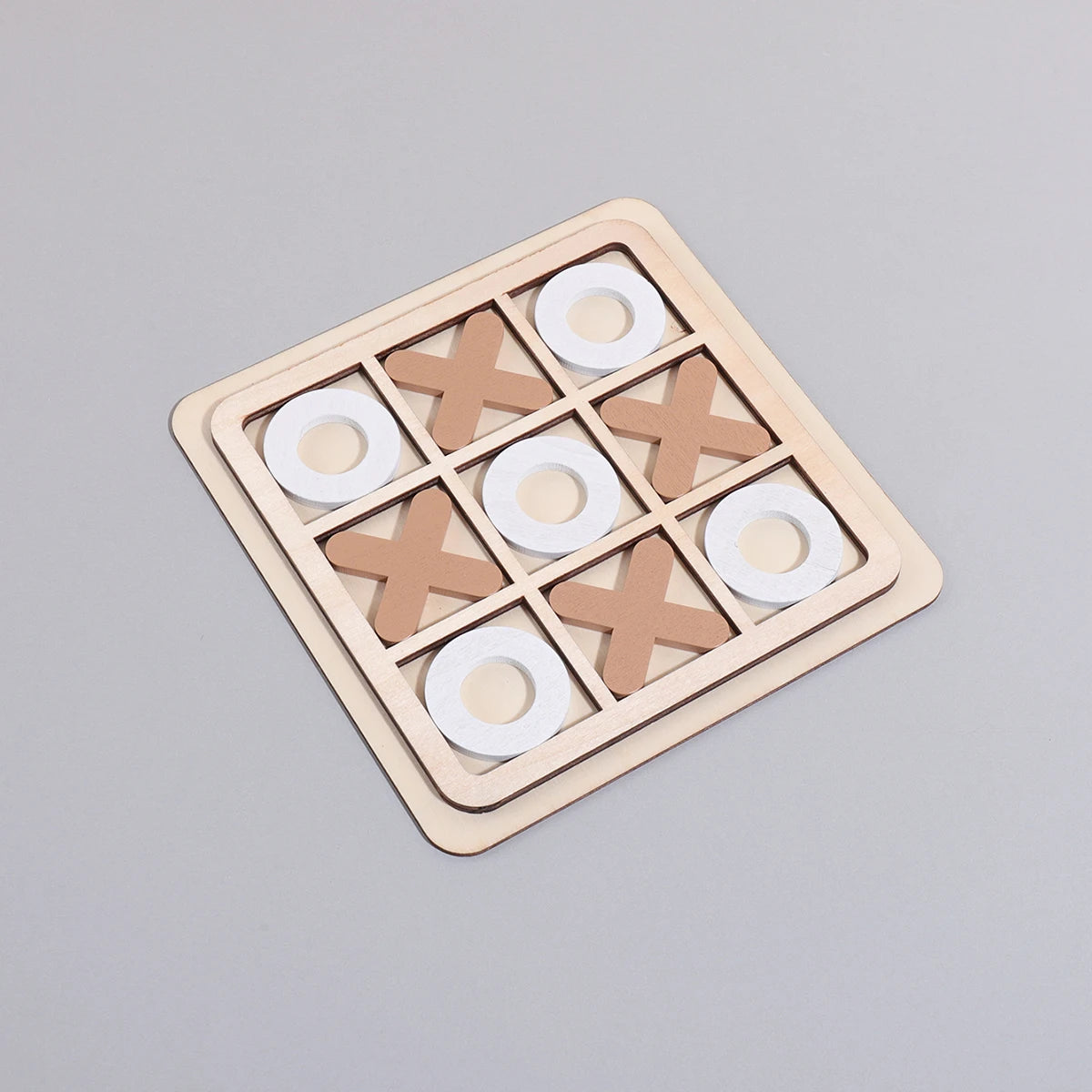 XO Three-in-a-Row Tic-Tac-Toe Wooden Game Set – Casual Battle Puzzle Board Game for Kids