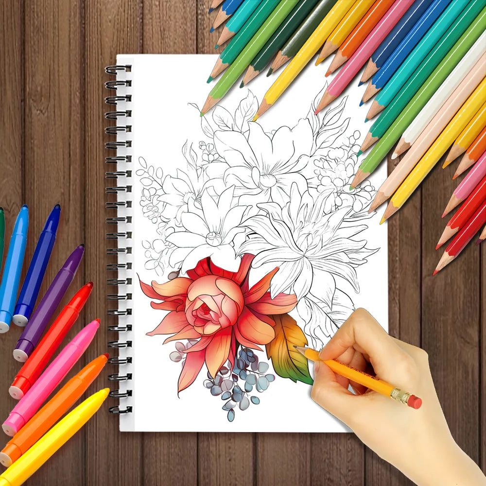 Women's Spiral Colouring Book - 30 Sheets, 11.3x8.3 inch, Stress Relief, Perfect Birthday and Holiday Gift