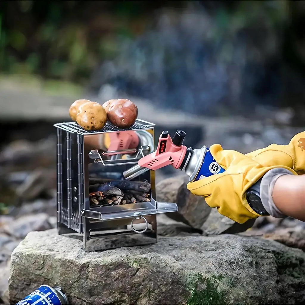 Square Wood Stove Outdoor Grill Mini BBQ Portable Camping Picnic Folding Grill for Home Kitchen Backyard Garden Cooking