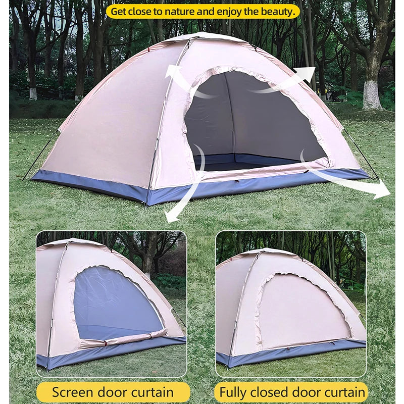 Outdoor Camping Tent - Hand-Built Rain and Sun Protection Hiking Tent for Couples and Children, Portable and Windproof