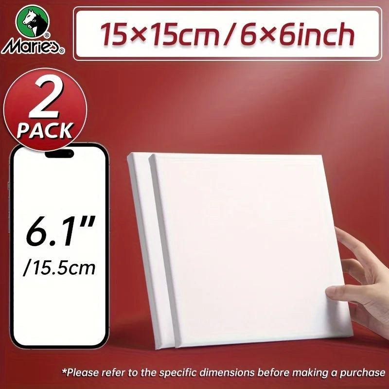 Square Canvas Boards for Painting - Mini Stretched White Blank for Acrylic, Oil, Drawing for Students, Artists, Adults