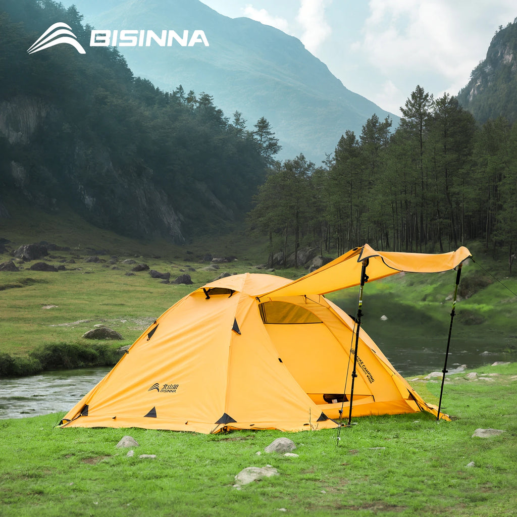 4 Season Camping Tent for 2 People - Double Layer Waterproof Backpacking Tent with Snow Skirt and Aluminum Poles for Hiking and Picnic