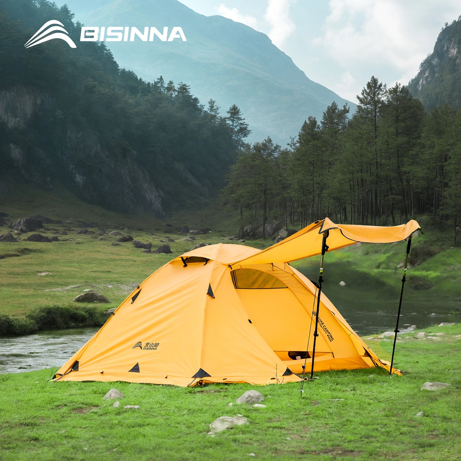 4 Season Camping Tent for 2 People - Double Layer Waterproof Backpacking Tent with Snow Skirt and Aluminum Poles for Hiking and Picnic