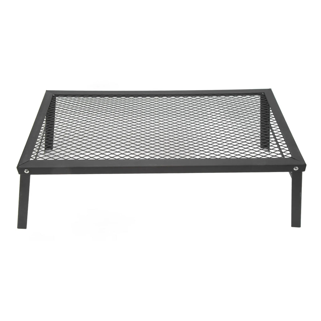 Folding Camp Fire Rack - Heavy Duty Iron Portable Grill for Outdoor Barbecue Cooking