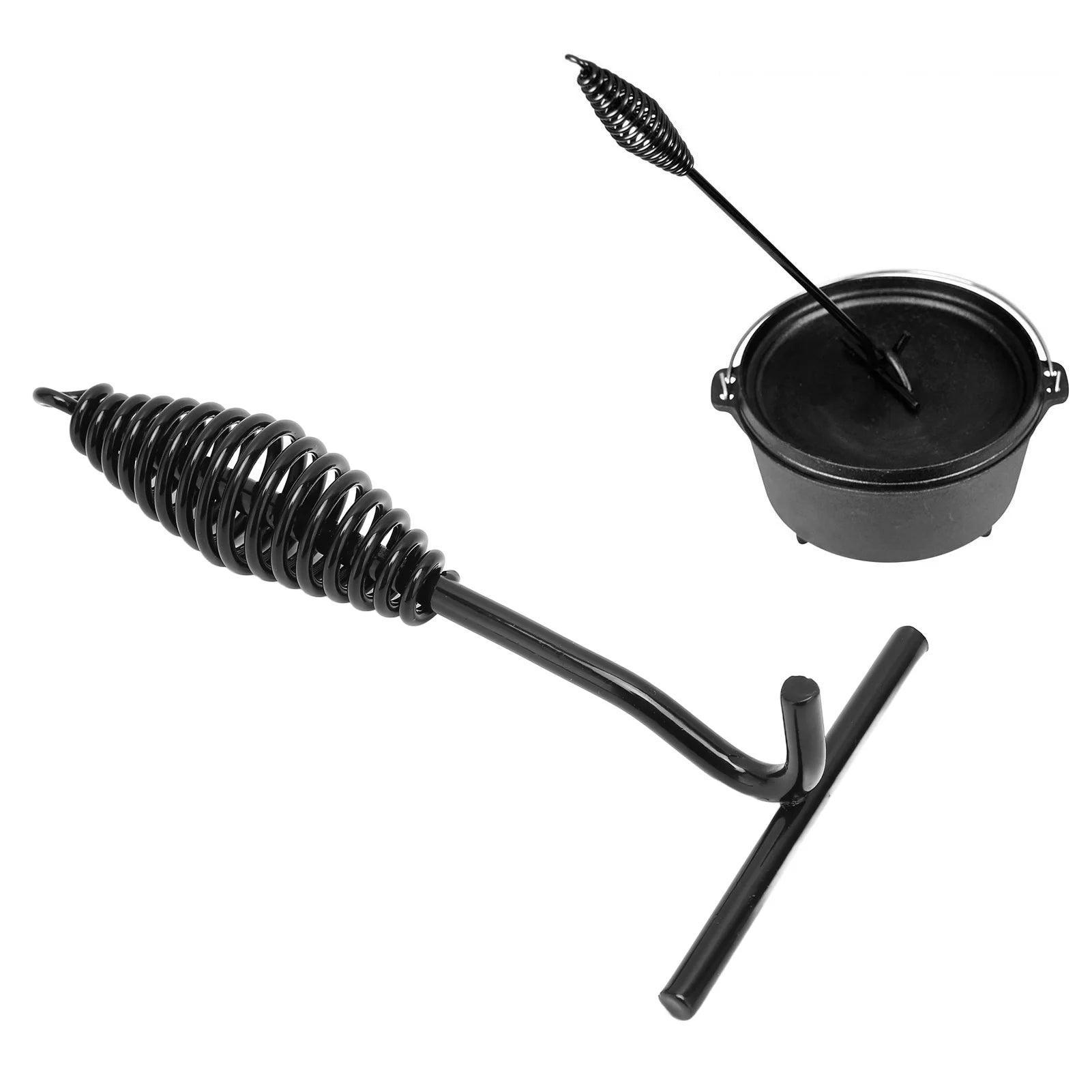 19.5cm Cast Iron Dutch Oven Lid Lifter with Spiral Handle for Outdoor Camping and Hiking