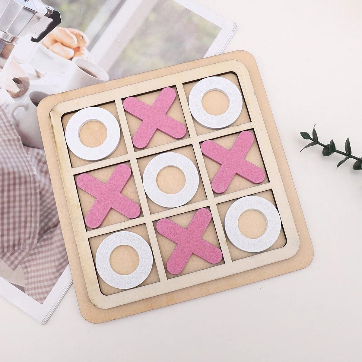 XO Three-in-a-Row Tic-Tac-Toe Wooden Game Set – Casual Battle Puzzle Board Game for Kids