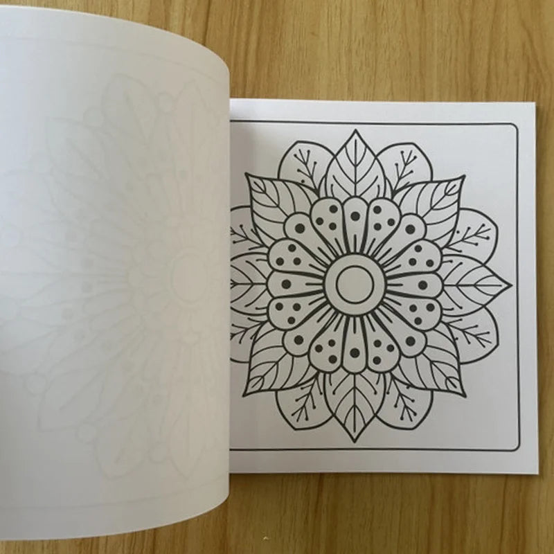 24-Page Mandala Flower Coloring Book for Stress Relief and Relaxation through Creative Color Matching