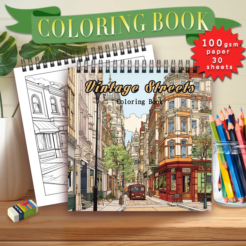 Adult Coloring Book - 30 Sheets Women's Spiral Drawing Book, 8.3x8.3 Inches, Perfect Birthday and Holiday Party Gift