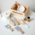Children's Wooden Play Kitchen Set with Magnetic Cookies and Fruit Cutting - Pretend Play Baking Toys for Girls