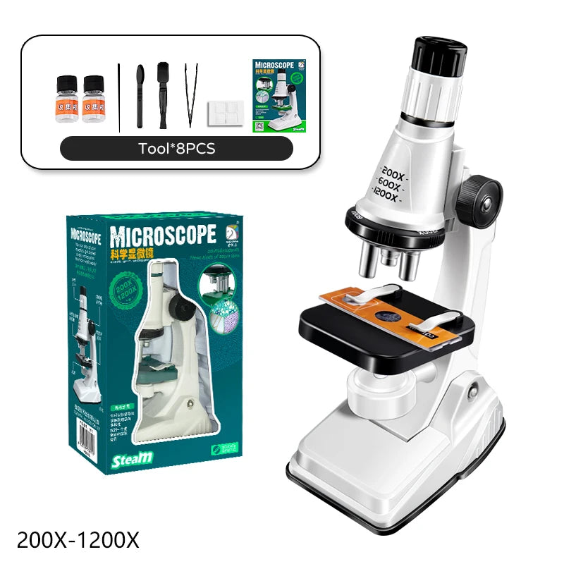 Kids Science Microscope Toy - Educational STEM Learning Kit for Children, Perfect Science Experiment Tool and Birthday Gift for 3 Years and Up