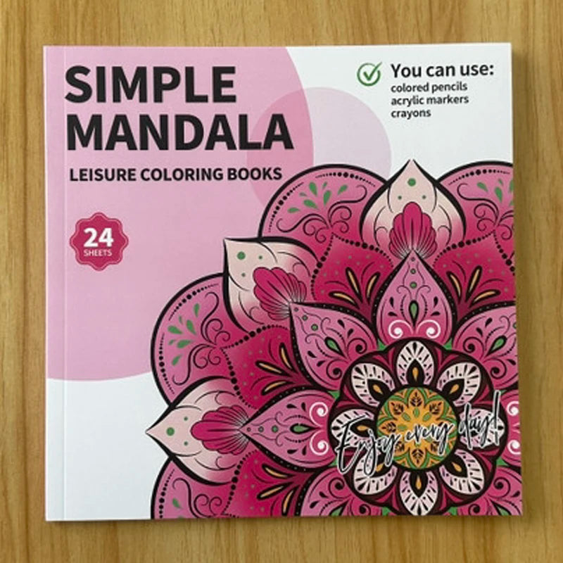24-Page Mandala Flower Coloring Book for Stress Relief and Relaxation through Creative Color Matching
