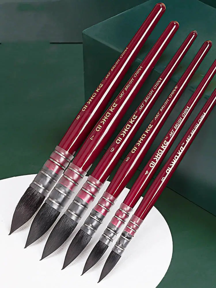 1pc Professional Round French Style Watercolor Paint Brush Nylon Painting Brush for Acrylic Water Color Gouache Oil Painting