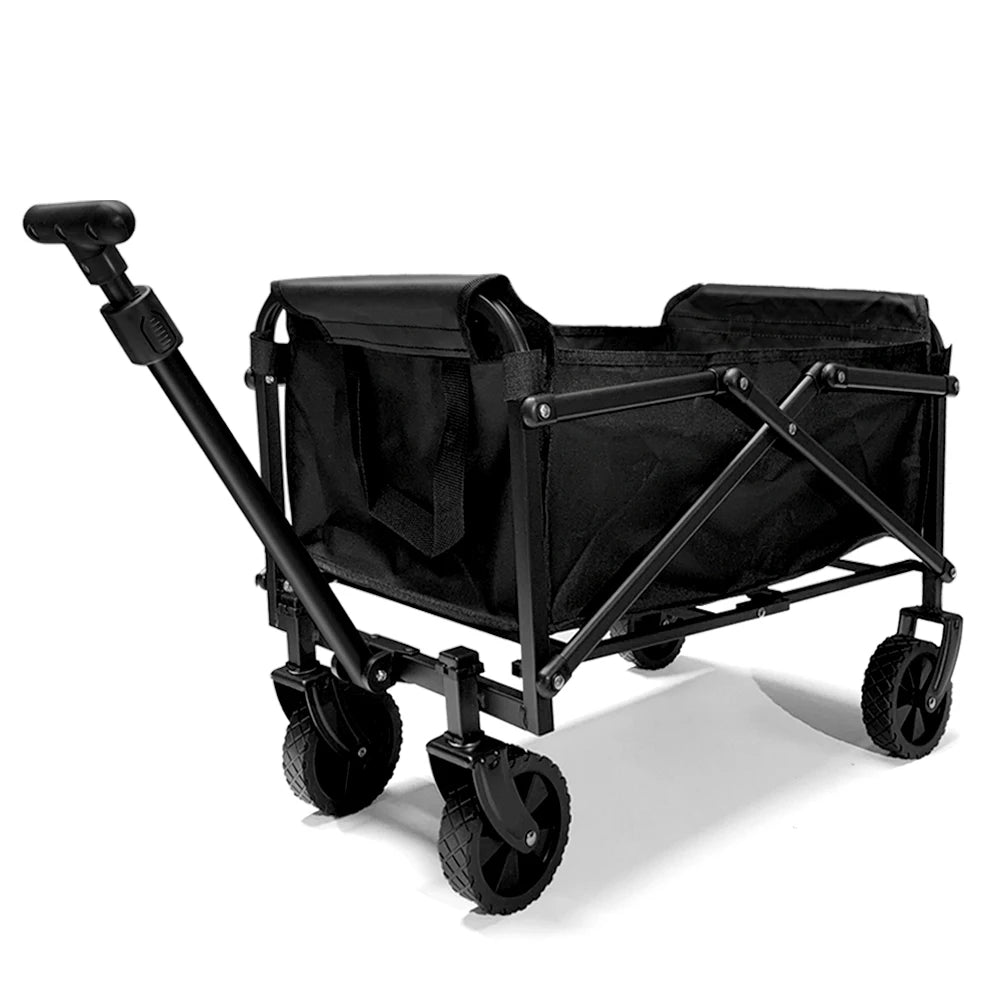 Black Handcart Outdoor Portable Folding Cart - Collapsible Shopping Wagon for Picnic, Beach, and Camping Accessories