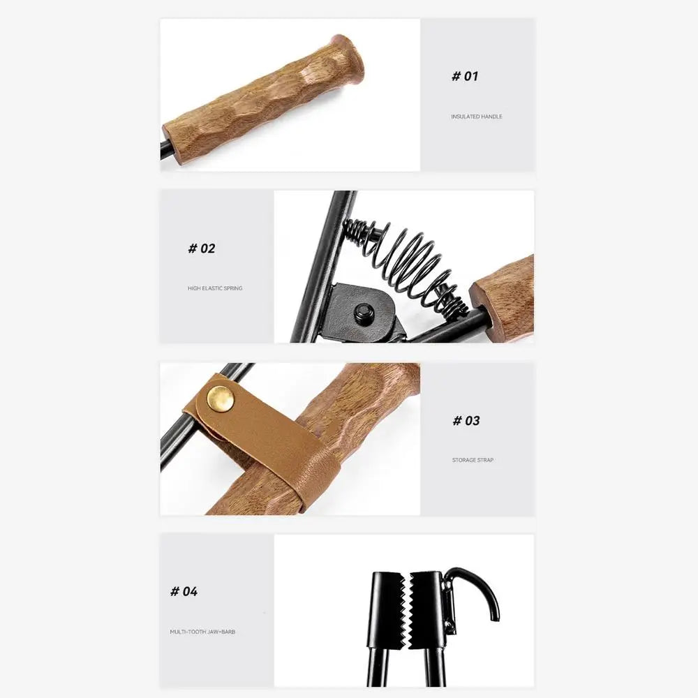 Log Grabber and Fire Tongs - Multifunctional Fire Pit Tools for Easy Log Handling and Fireplace Use