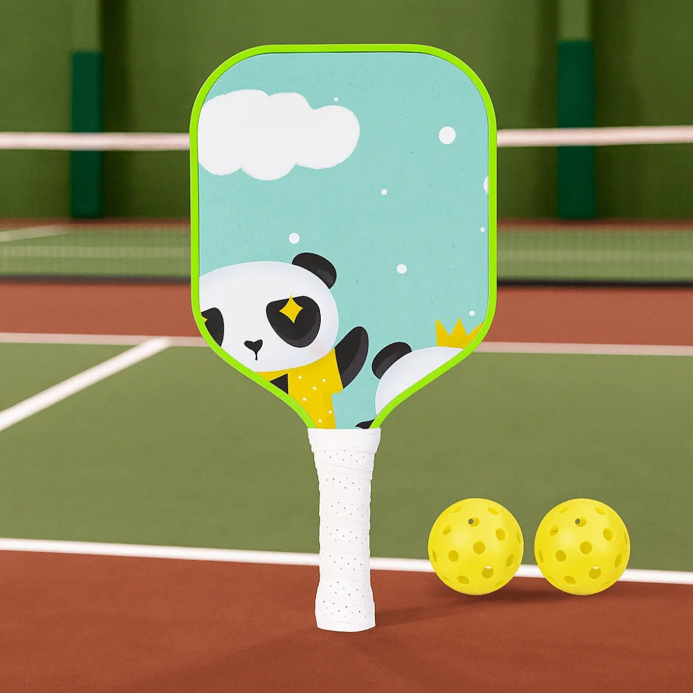 Cartoon Children's Pickleball Set with Colorful Rackets, Non-Slip Grip, and 2 Durable Balls